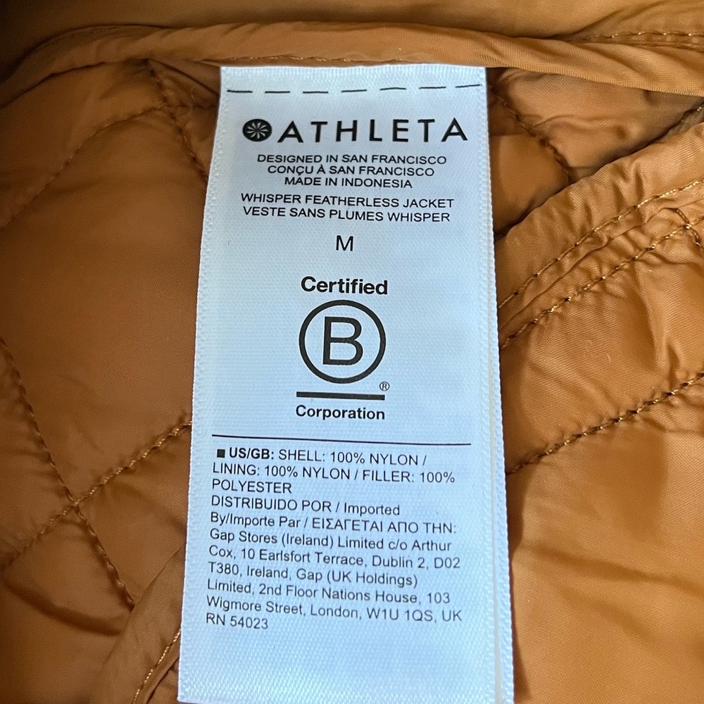 Athleta Whisper Featherless insulated nylon rust Quilted puffer Jacket size M - Picture 6 of 10